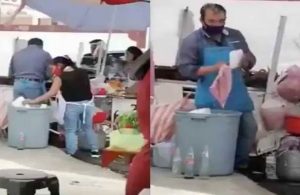 ¿Reciclando? Comerciantes sacan platos de la basura para volver a utilizarlos