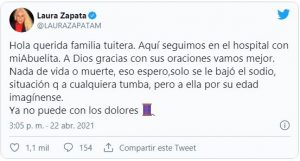 Hospitalizan de emergencia a abuelita de Laura Zapata y Thalía