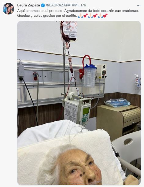 Abuelita de Laura Zapata se recupera en casa tras haber sido hospitalizada