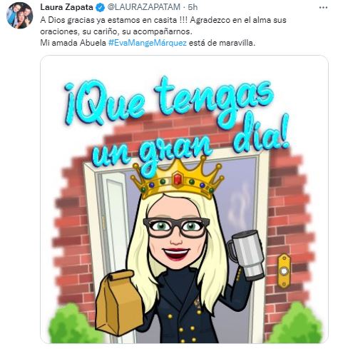 Abuelita de Laura Zapata se recupera en casa tras haber sido hospitalizada