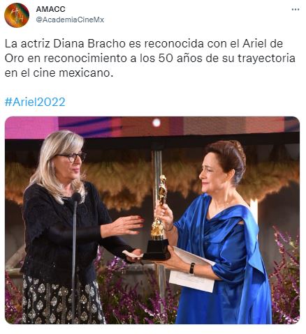 Diana Bracho recibe Ariel de Oro por 50 años de trayectoria