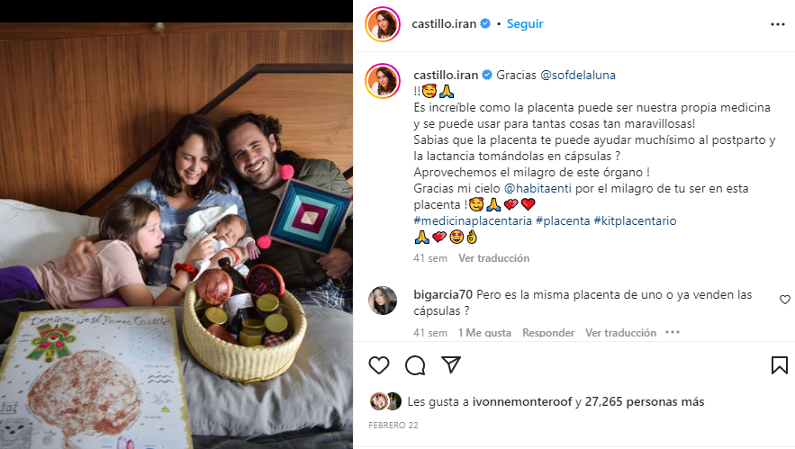 Irán Castillo habla de cómo fue comerse la placenta cuando nació su hijo