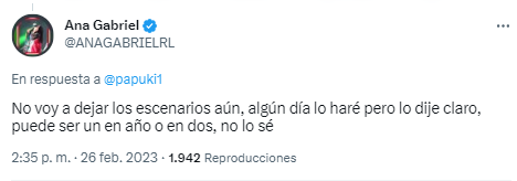 Ana Gabriel sorprende al anunciar su retiro de los escenarios