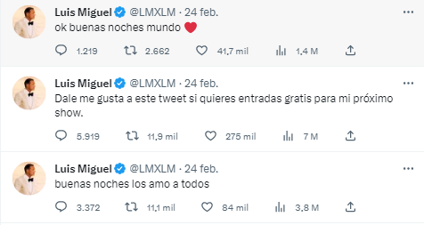 Luis Miguel es hackeado en Twitter; prometían entradas gratis a sus conciertos
