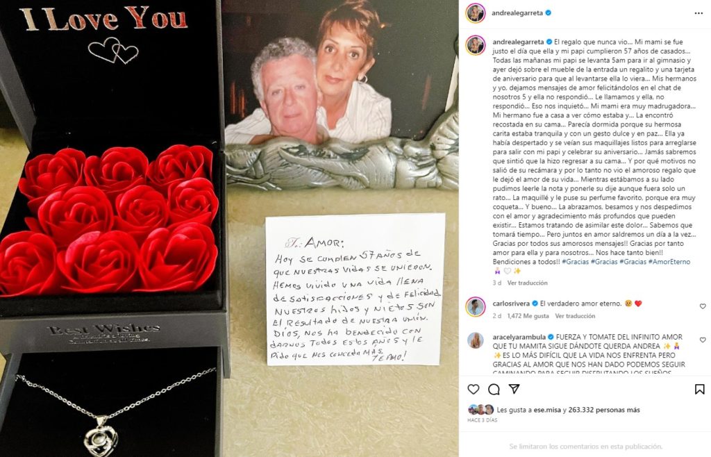 Papá de Andrea Legarreta despide a su esposa con emotivo mensaje