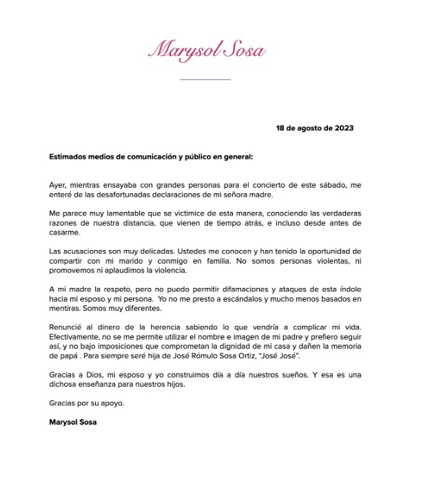 Sarita Sosa opina sobre distanciamiento entre Anel Noreña y Marysol Sosa