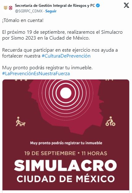 ¡Llega septiembre y con esto el Simulacro Nacional 2023!