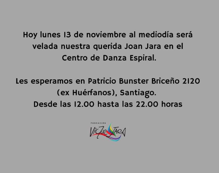 Fallece a los 96 años Joan Jara, viuda de Víctor Jara